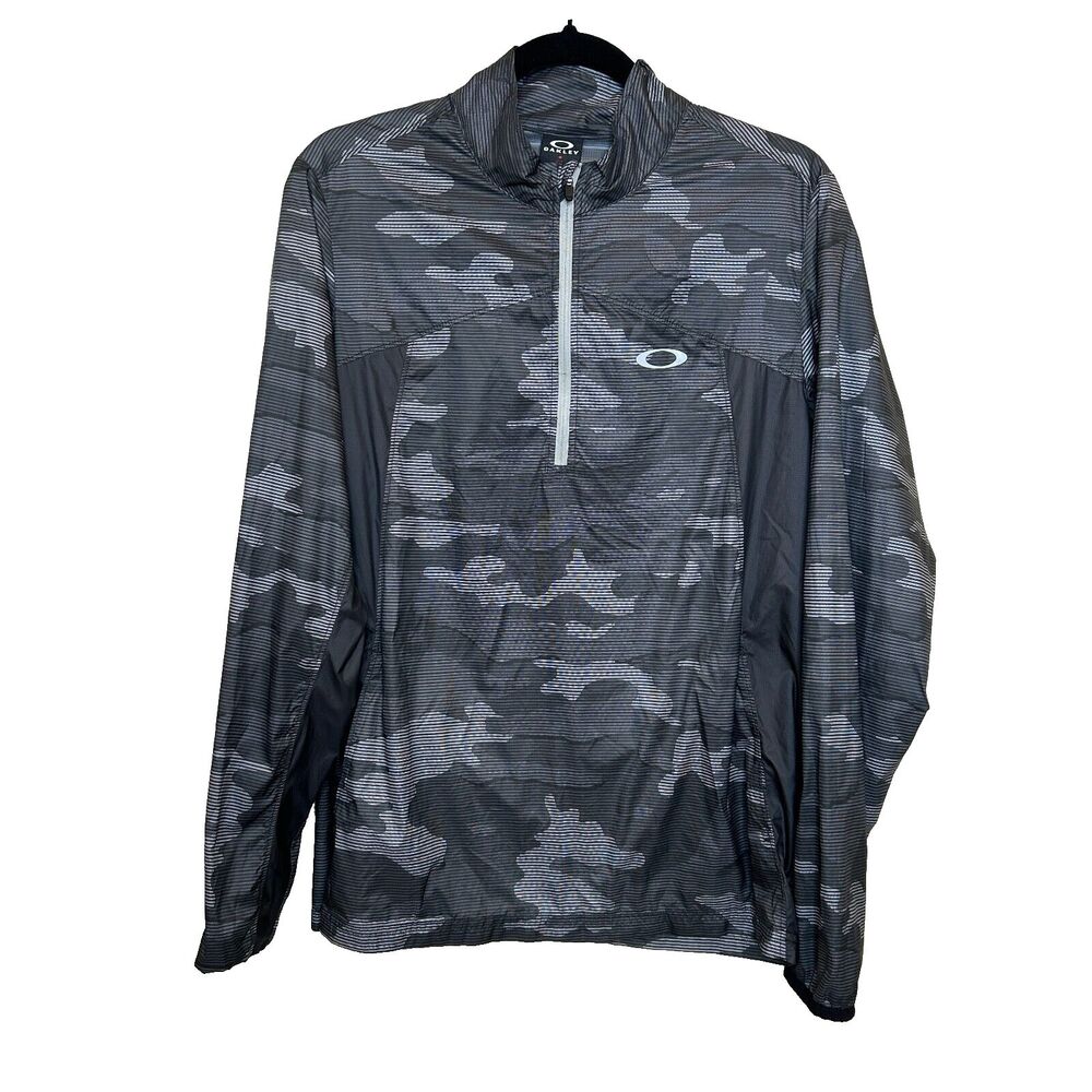 OAKLEY Men’s S Black Camo Fit 1/4 Zip Pullover Windbreaker Lightweight Jacket To